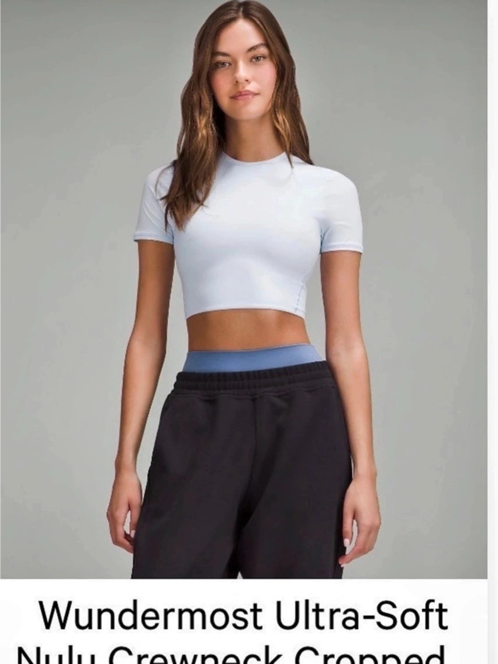 lululemon Wundermost Ultra-Soft Nulu Crewneck Cropped T-Shirt Windmill Blue M